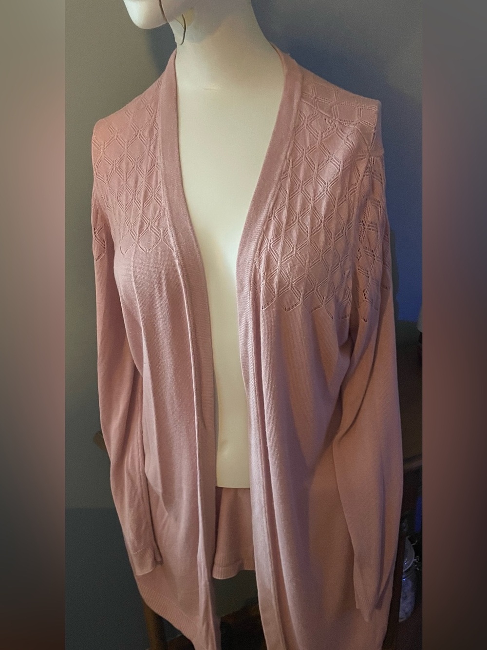 Roz & Ali Pink Diamond Pattern Cardigan